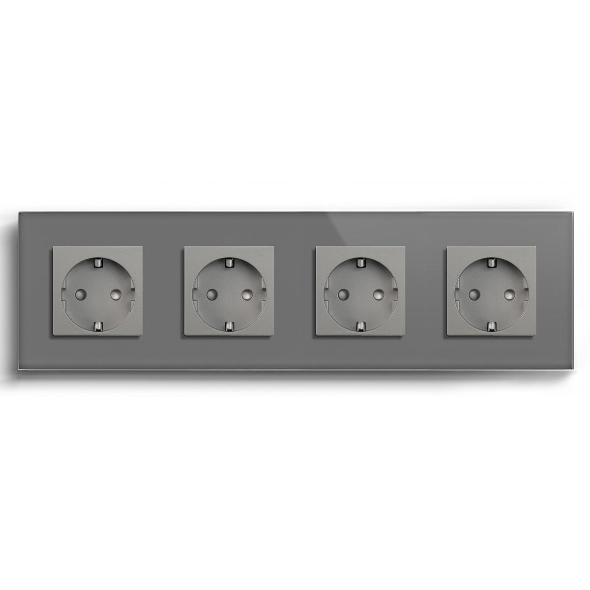 BSEED EU Wall Sockets Power Outlets Glass Panel 16A Power Outlets & Sockets Bseedswitch Grey Quadruple