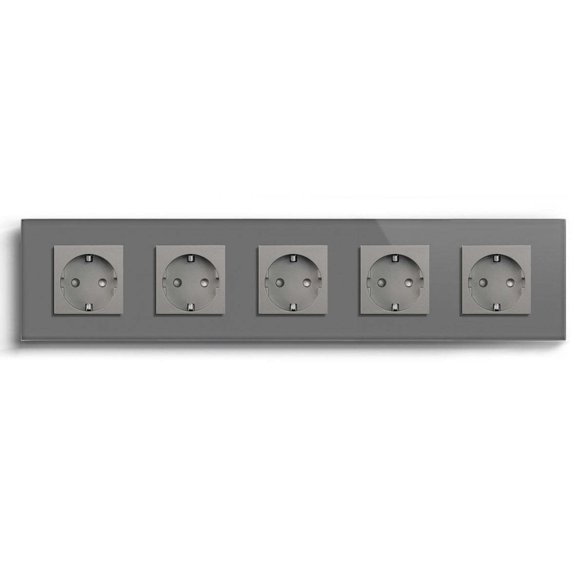 BSEED EU Wall Sockets Power Outlets Glass Panel 16A Power Outlets & Sockets Bseedswitch Grey Quintuple