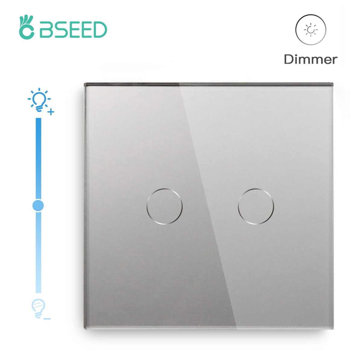 Bseed Touch Dimmer Switch 1/2 Gang 1/2 Way Light Switches Bseedswitch Grey 2 Gang 1 Way