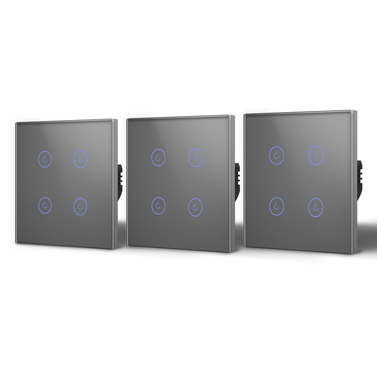 Bseed Smart Wifi Light Switch Wall Switch (With Neutral) Light Switches Bseedswitch Grey 3Pcs/Pack 4 Gang
