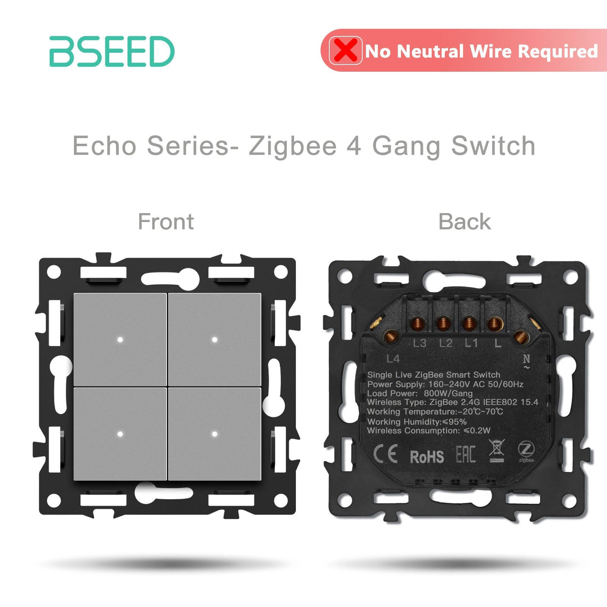 Echo Click Smart zigbee Switch Socket Insert DIY Part Customized Free Combinations Grey Color Crystal Glass Panel Light Switches Bseedswitch Zigbee 4 Gang Switch No Neutral Line Required