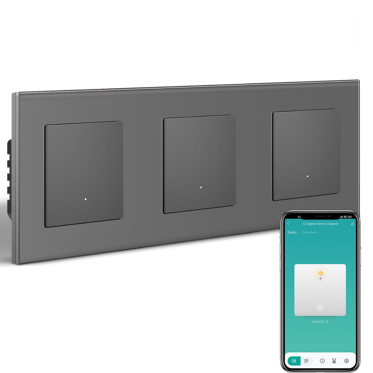 BSEED Triple Smart Zigbee Light Switch (With Neutral) Hub required Switch work with tuya Alexa Light Switches Bseedswitch Grey 1 Gang