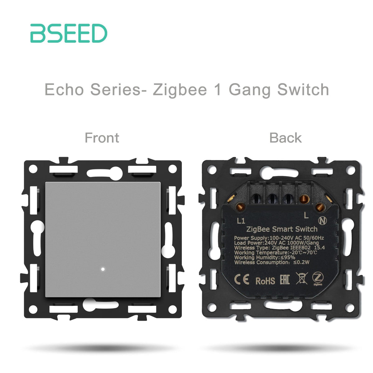 Echo Click Smart zigbee Switch Socket Insert DIY Part Customized Free Combinations Grey Color Crystal Glass Panel Light Switches Bseedswitch Zigbee 1 Gang Switch Neutral Line Required