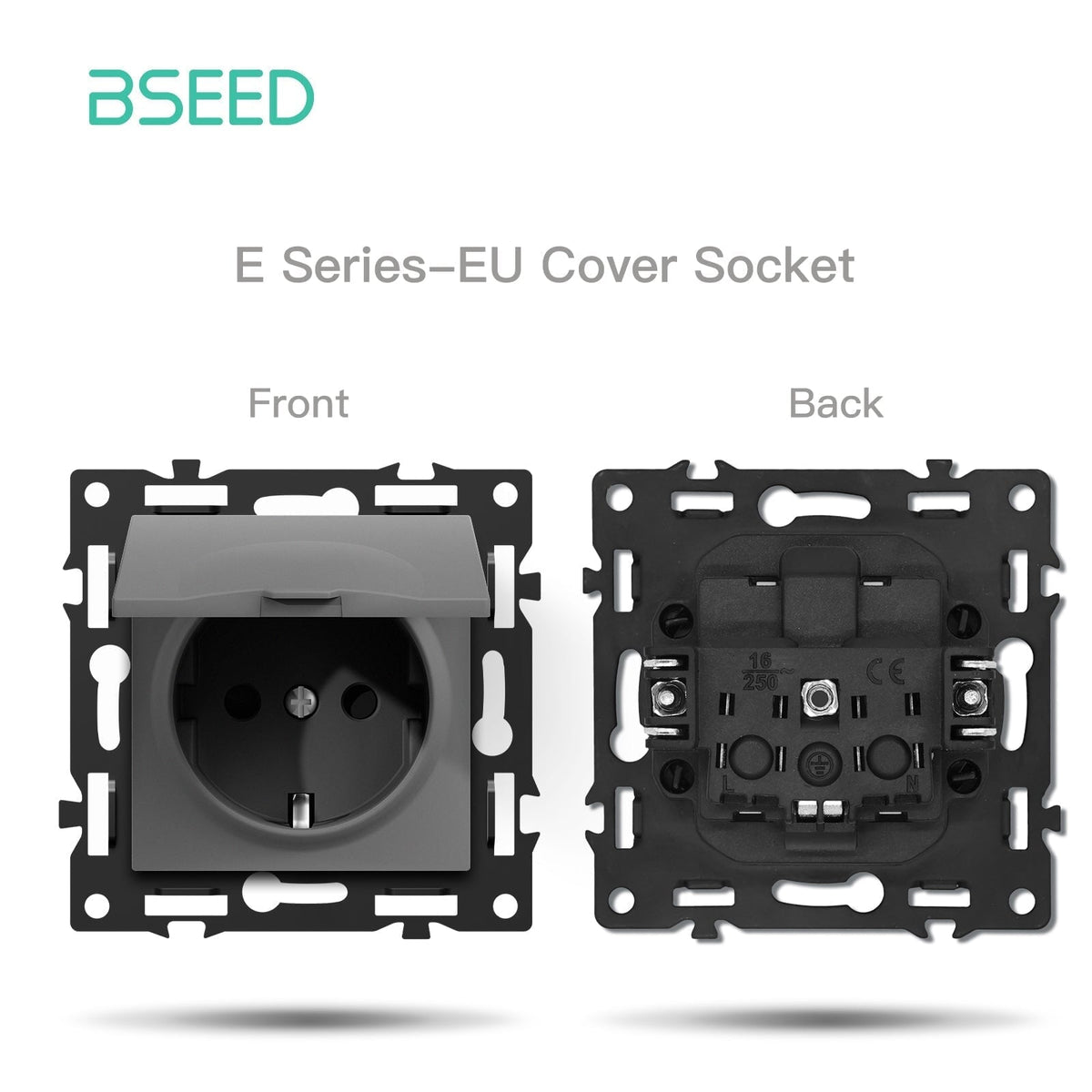 Click Series DIY Part Customized Free Combinations Smart Wifi Switch Socket Insert Grey Color Crystal Glass Panel Light Switches Bseedswitch Eu socket with cover