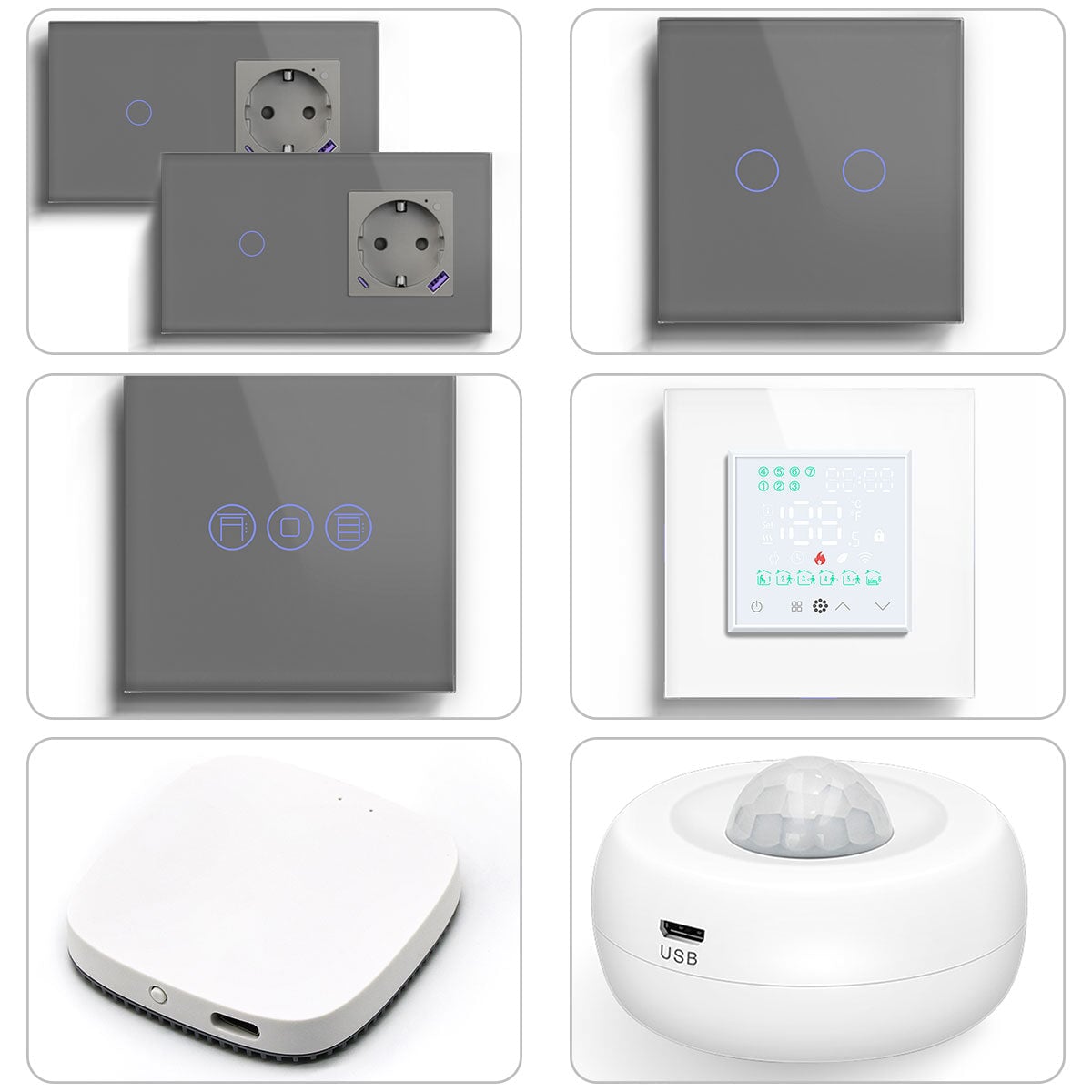 Zigbee Smart Home Solutions Kit Customized Bedroom Sets Work with Alexa Google assistant Home Automation Kits Bseedswitch Gray