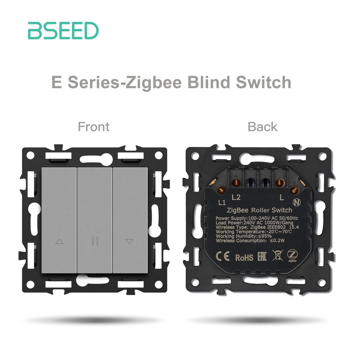 BSEED DIY Part Customized Free Combinations Mechanical Light Switch Wall Socket Insert Grey Color Crystal Glass Panel Light Switches Bseedswitch Zigbee Blind Switch