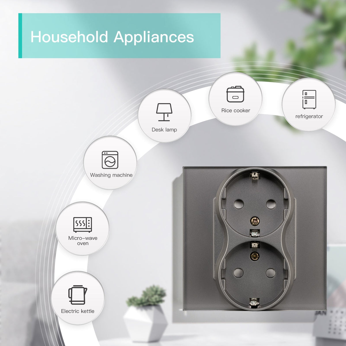 BSEED EU Double Sockets Power Wall Outlet Home Wall Power Sockets Glas ...
