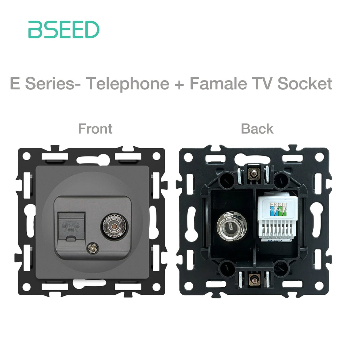 BSEED DIY Part Customized Free Combinations Mechanical Light Switch Wall Socket Insert Grey Color Crystal Glass Panel Light Switches Bseedswitch Telephone with Female TV Socket