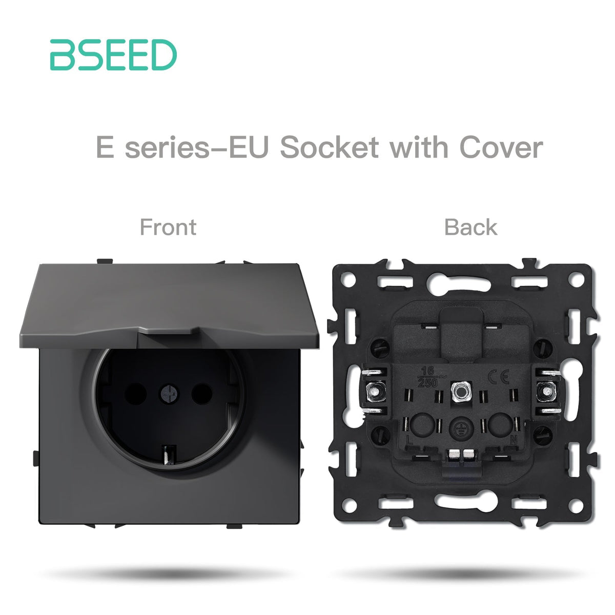 Grand Series DIY Part Customized free combinations Plastic Panels Grey Color Power Outlets & Sockets Bseedswitch EU Soccket with Cover