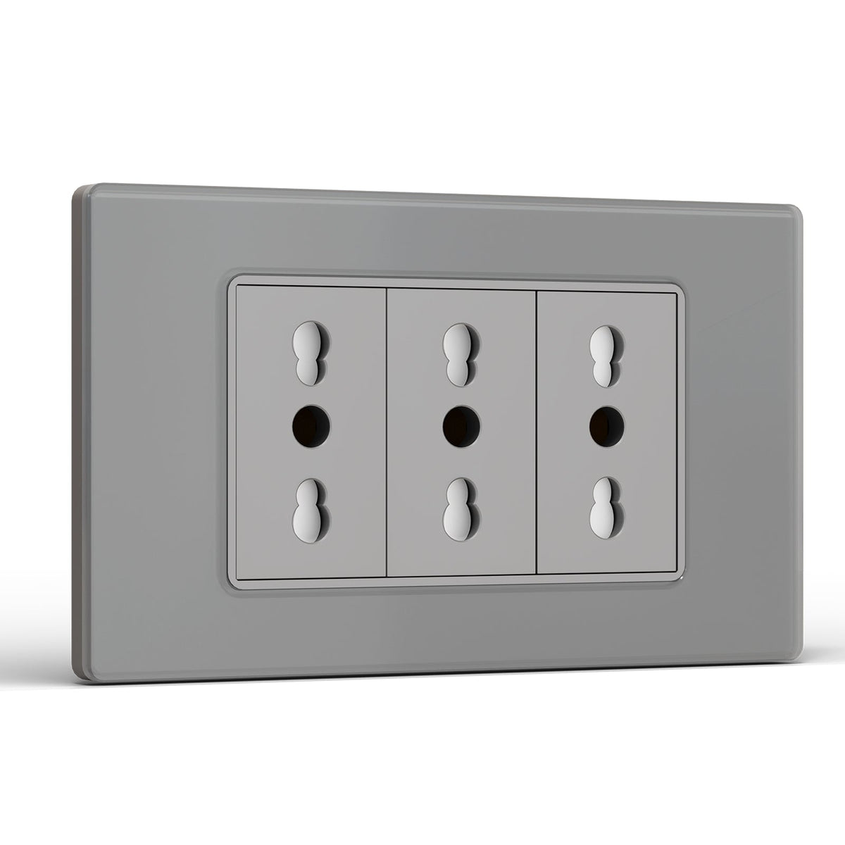 BSEED 3 Moduli con Frutto Presa e Frutto Presa Pluristandard - Kit Incasso con Supporto e Viti di Montaggio socket Bseedswitch Gray