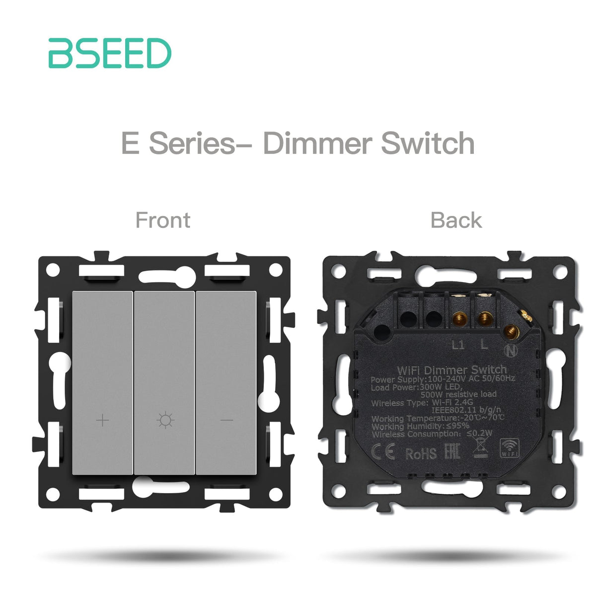 BSEED DIY Part Customized Free Combinations Mechanical Light Switch Wall Socket Insert Grey Color Crystal Glass Panel Light Switches Bseedswitch Wifi Dimmer Switch