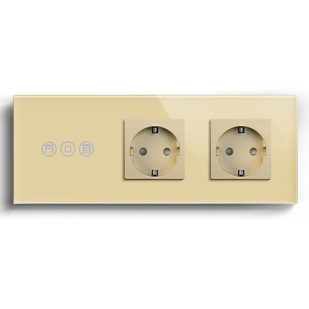 Bseed Smart WiFi Shutter Switches With Double Normal EU Standard Wall Sockets Light Switches Bseedswitch Gold