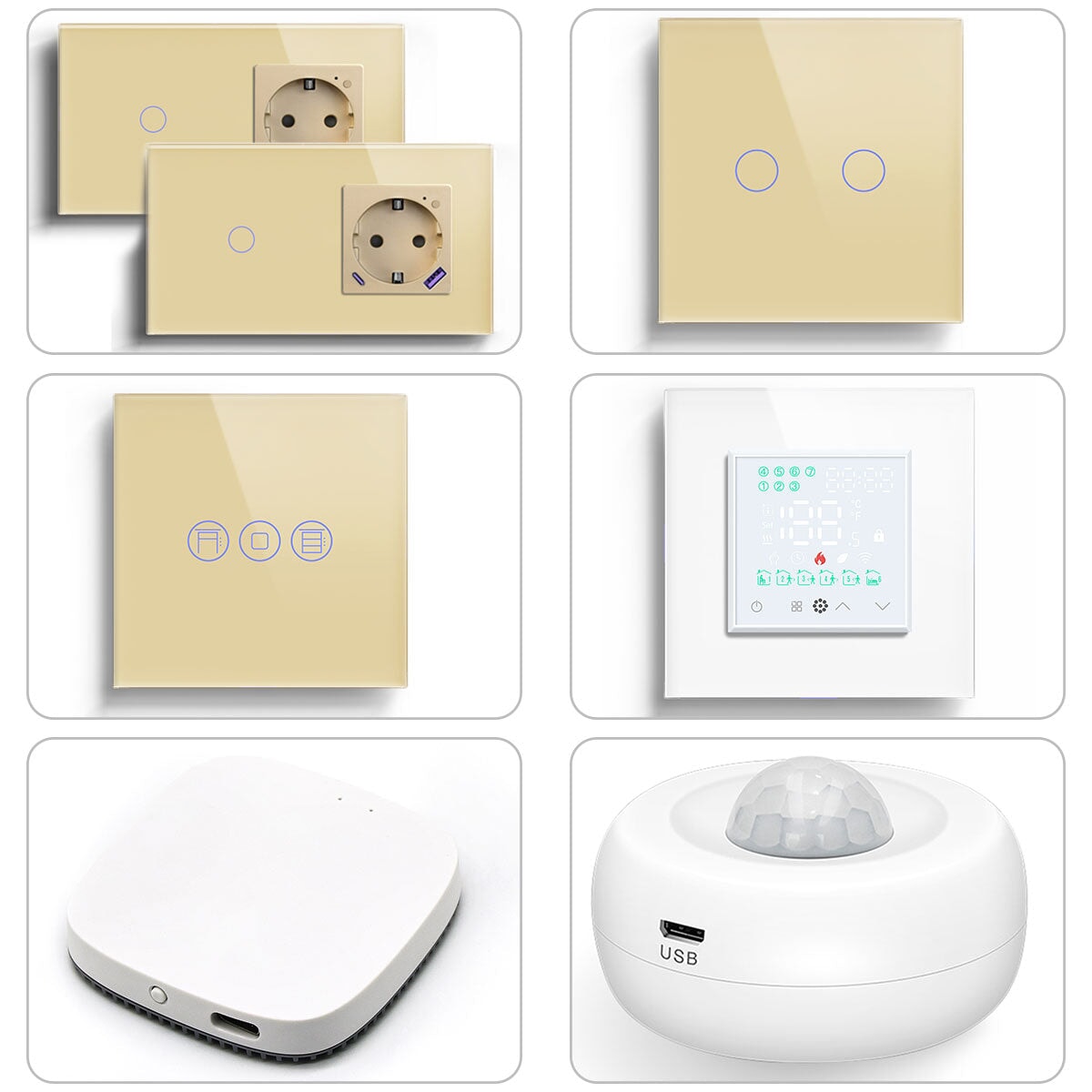 Zigbee Smart Home Solutions Kit Customized Bedroom Sets Work with Alexa Google assistant Home Automation Kits Bseedswitch Gold