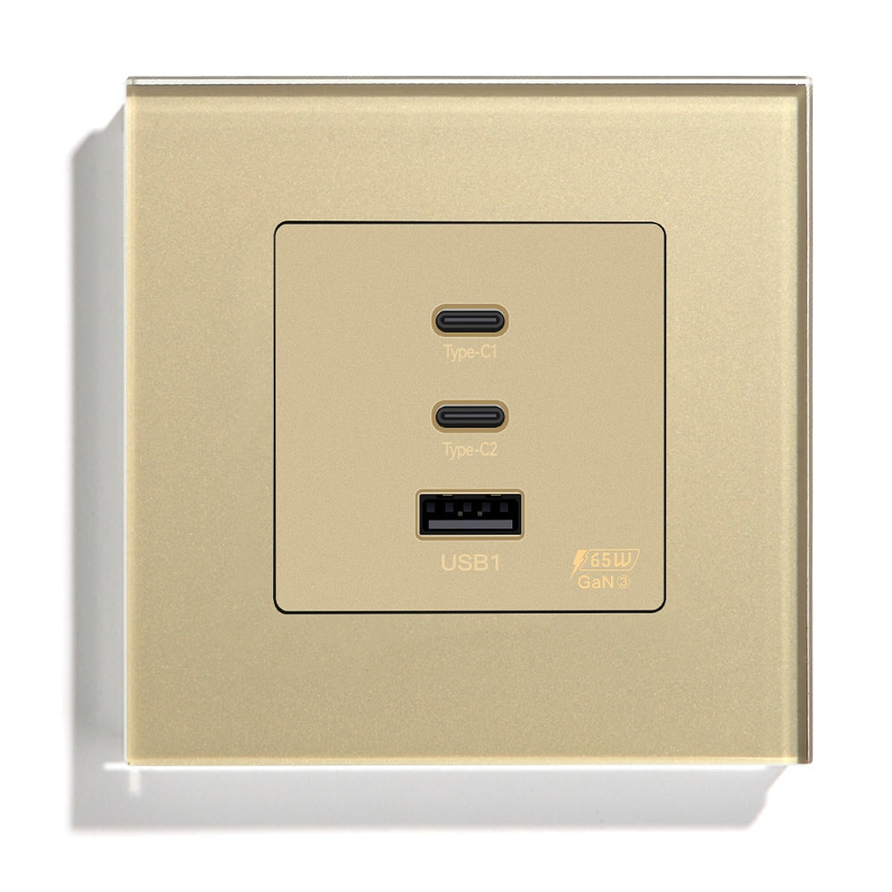 65W USB C Fast Charge PD3.0 Protocols Socket Power Outlets & Sockets Bseedswitch Gold