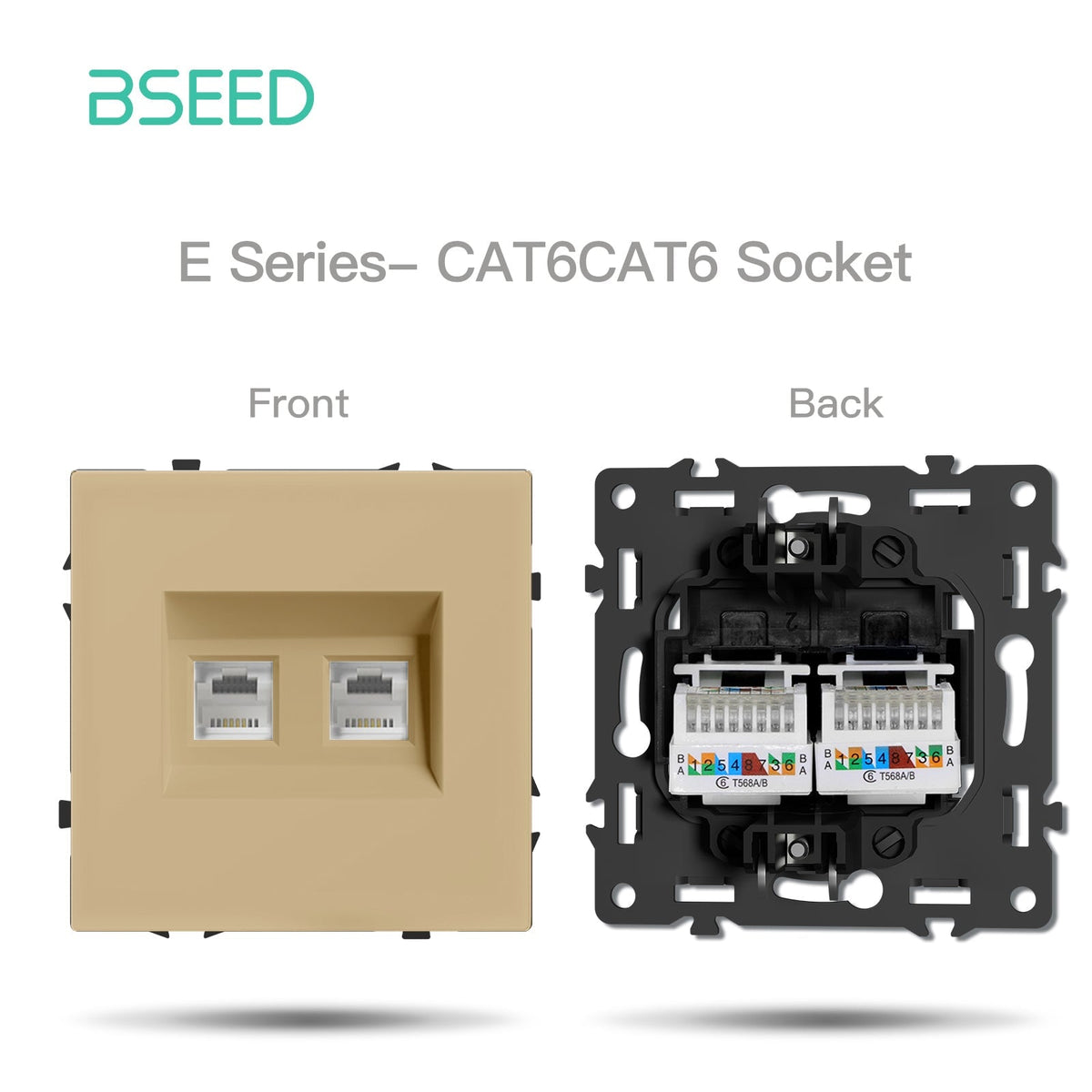 Grand Series DIY Part Customized free combinations Plastic Panels Gold Color Power Outlets & Sockets Bseedswitch Double Computer Internet Socket Cat6