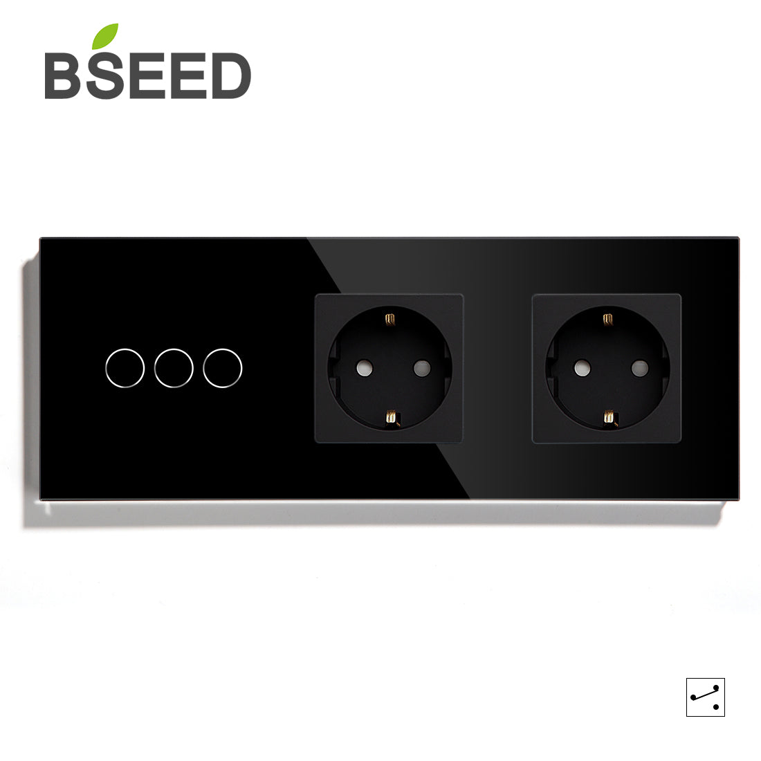 Bseed EU-Standard-USB-Einzelsteckdosen-Touch-Schalter 1gang  1-Wege-Weißkristall-Sensor-Wandlichtschalter Stromversorgung  Doppelsteckdosen Steckdosen