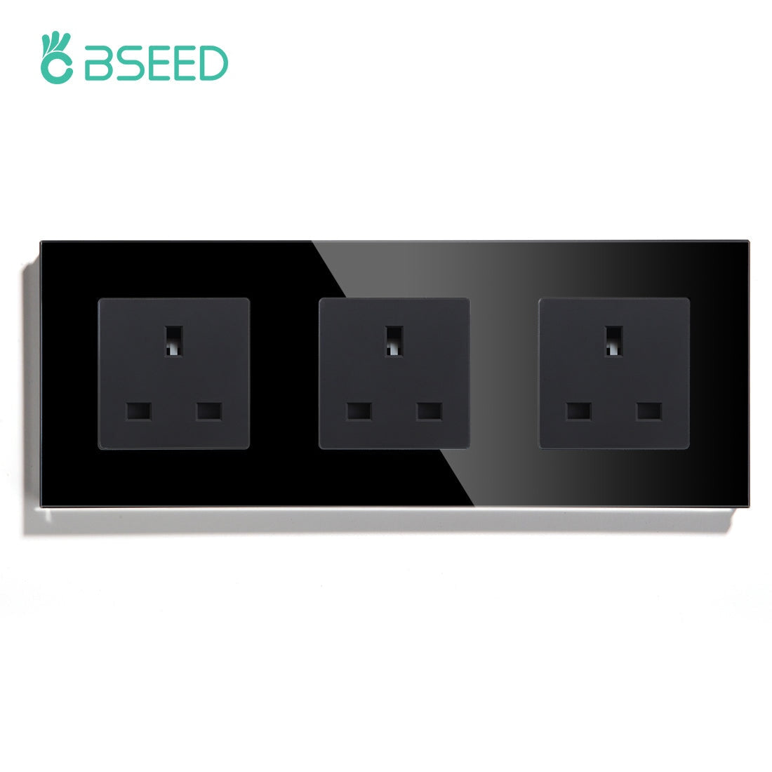 BSEED UK Wall Sockets Single Power Outlets Kids Protection 16A Power Outlets & Sockets Bseedswitch black Triple