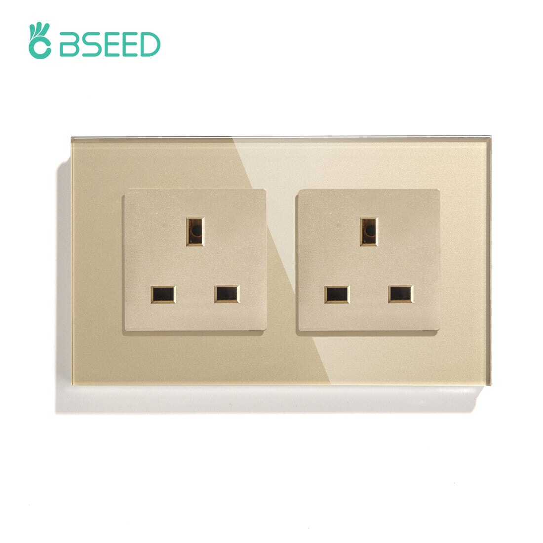 BSEED UK Wall Sockets Single Power Outlets Kids Protection 16A Power Outlets & Sockets Bseedswitch gold Double