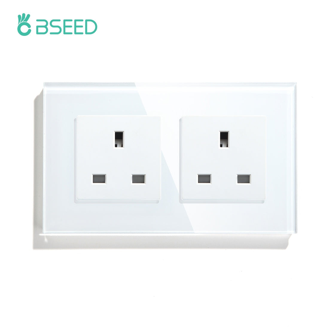 BSEED UK Wall Sockets Single Power Outlets Kids Protection 16A Power Outlets & Sockets Bseedswitch white Double