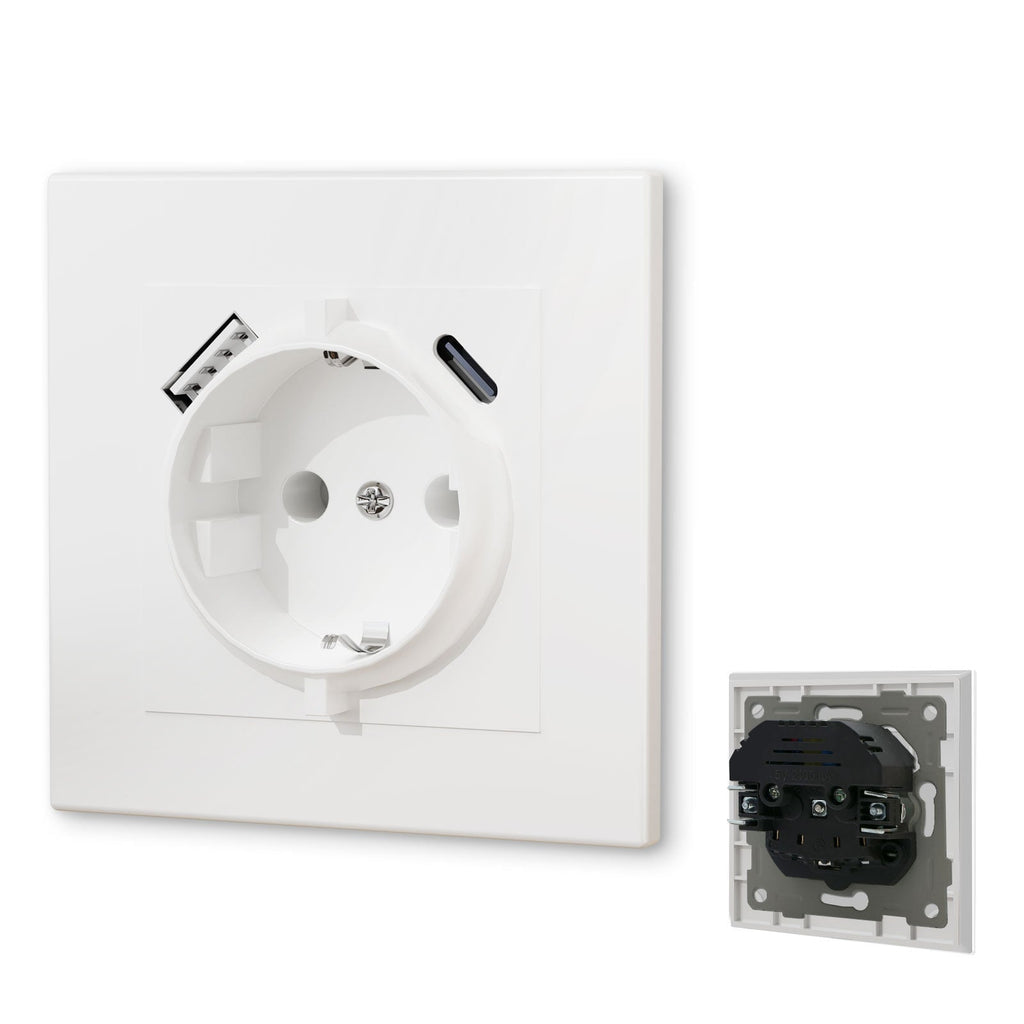 BSEED EU sockets Type-C Wall Socket With USB with clamping technology Power Outlets & Sockets Bseedswitch White Signle 