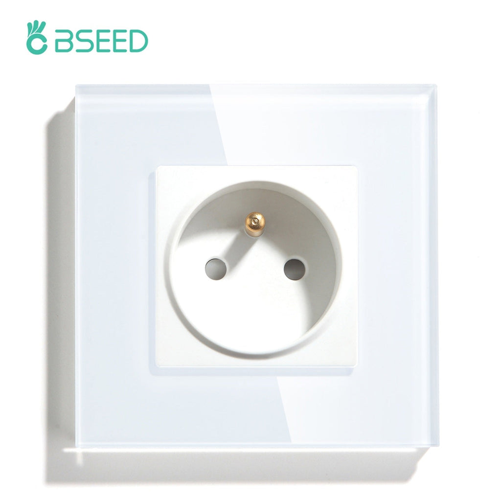 BSEED FR Wall Sockets Power Outlets Kids Protection 16A Wall Plates & Covers Bseedswitch white Signle 