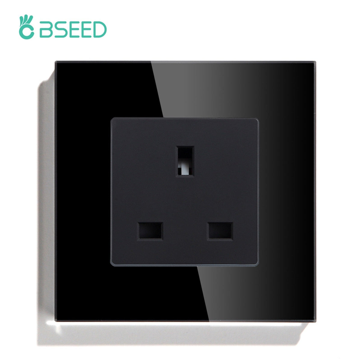 BSEED UK Wall Sockets Single Power Outlets Kids Protection 16A Power Outlets & Sockets Bseedswitch black Signle