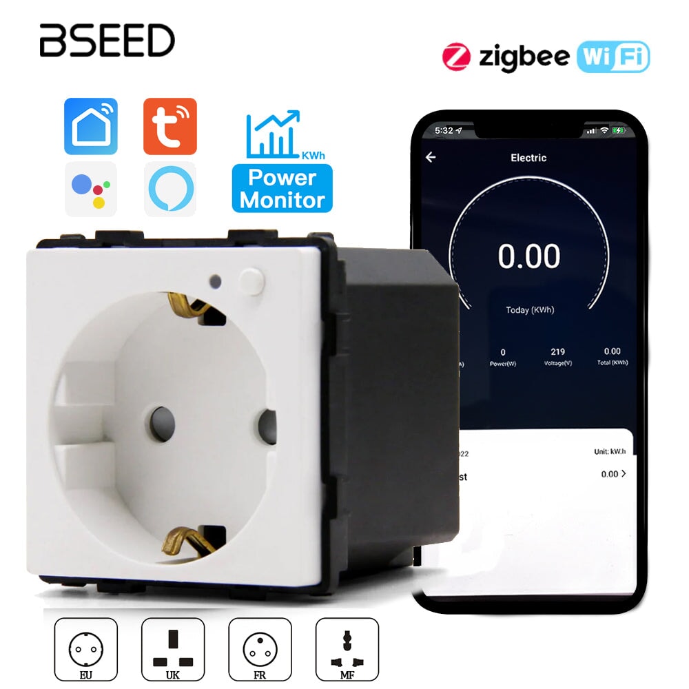 BSEED EU standard Function Key Wifi Energy Monitoring Socket DIY Parts Power Outlets & Sockets Bseedswitch