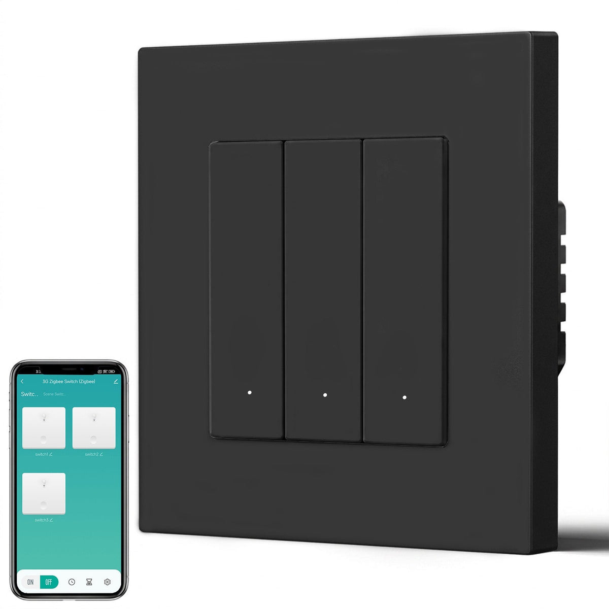 BSEED Smart Zigbee Light Switch (With Neutral) Hub required Switch work with tuya Alexa Light Switches Bseedswitch Black Plastic 3 Gang