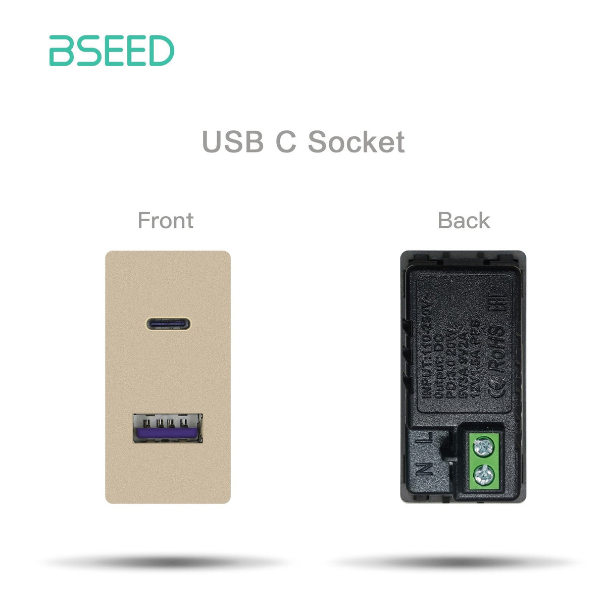 USB PC CAT5 ST Wall Plug Socket Outlets Socket Frame DIY Parts Free Combination socket Bseedswitch Gold 20W A1C1 USB-C Socket