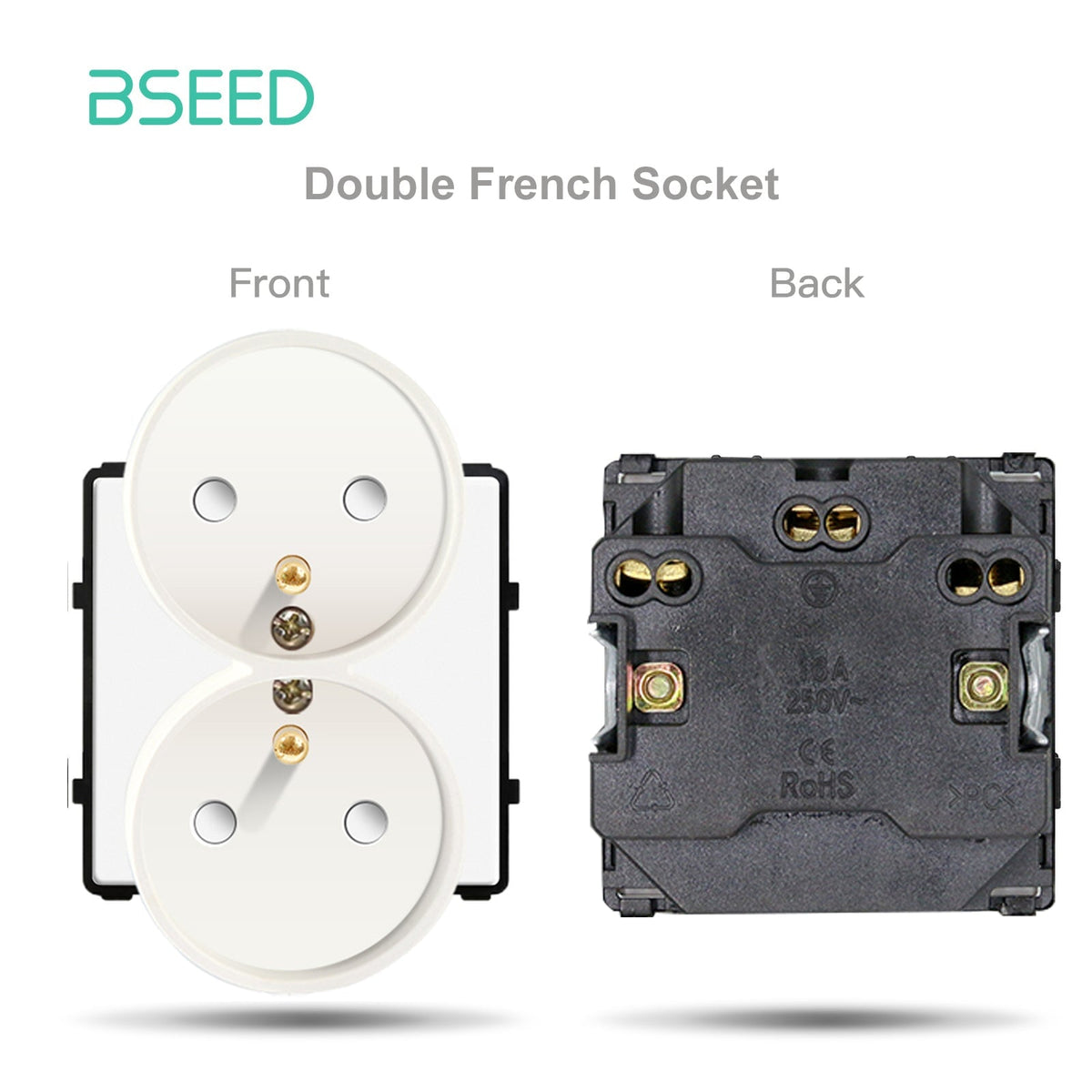 Bseed Crystal Glass Frames Socket Frame USB RJ45 Socket TV Satellite Wall Plug Function Parts DIY Free Combination White Color Wall Jacks & Braces Bseedswitch double france socket