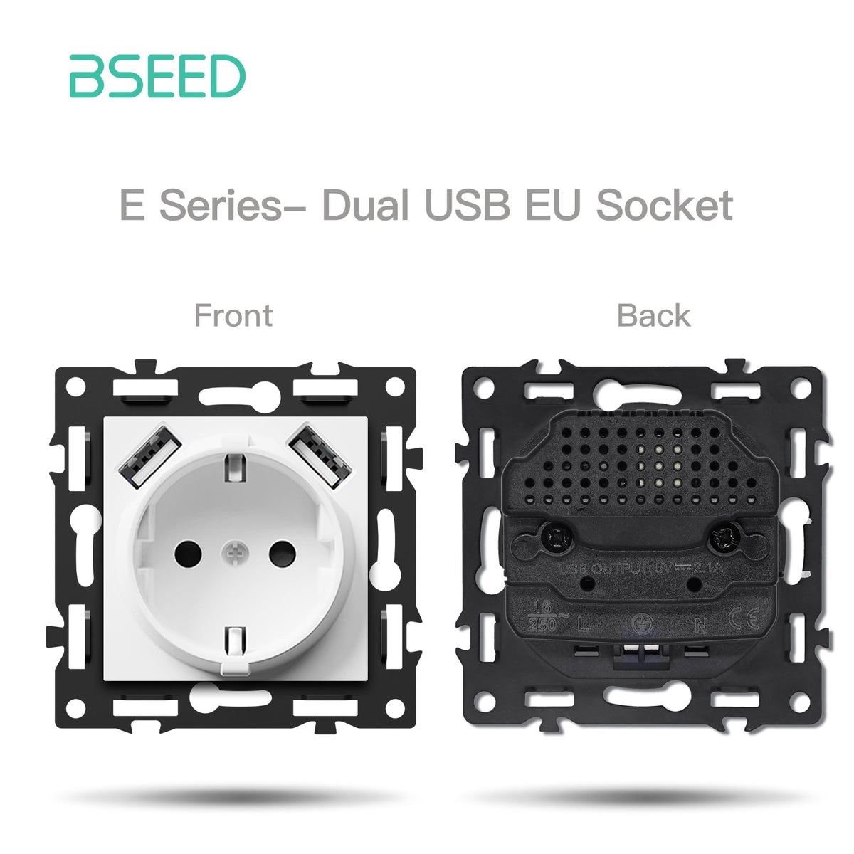 BSEED DIY Part Customized Free Combinations Mechanical Switch Socket Insert White Color Light Switches Bseedswitch EU Socket with 10W 2 USB Port