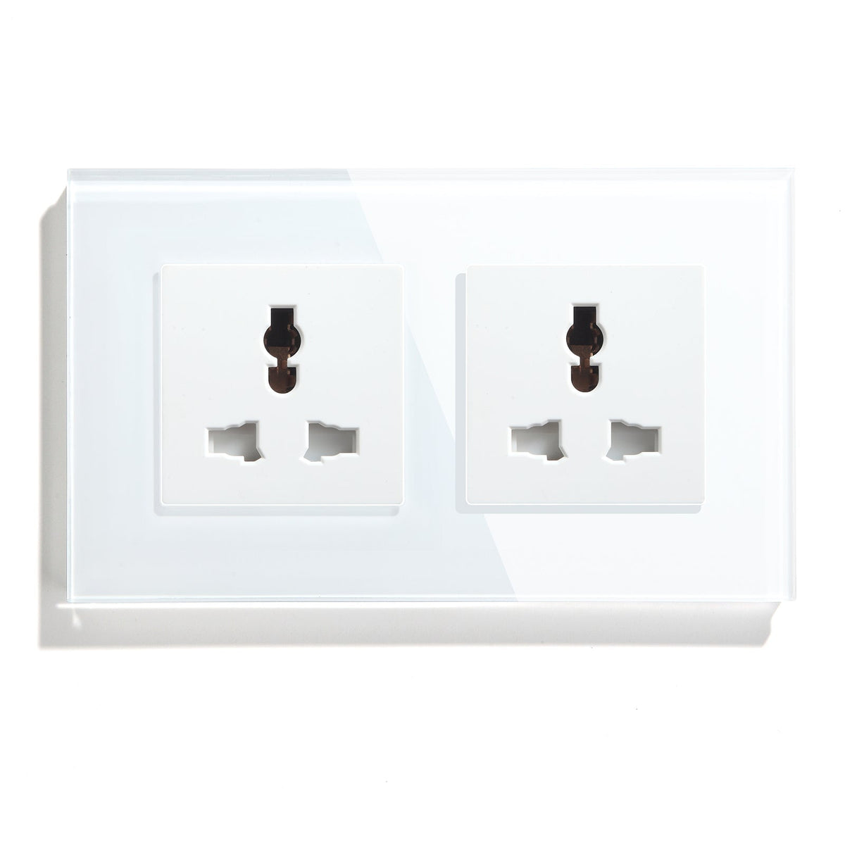 BSEED MF Wall Sockets Power Outlets Glass Panel 13A Power Outlets & Sockets Bseedswitch White Double