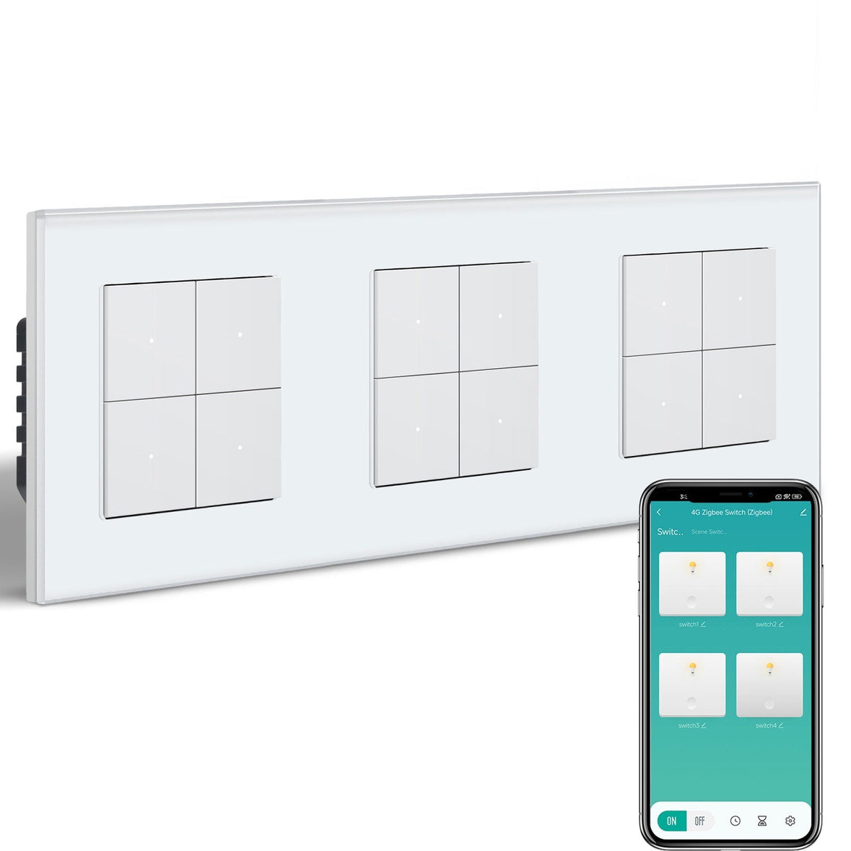 BSEED Triple Smart Zigbee Light Switch (With Neutral) Hub required Switch work with tuya Alexa Light Switches Bseedswitch White 4 Gang