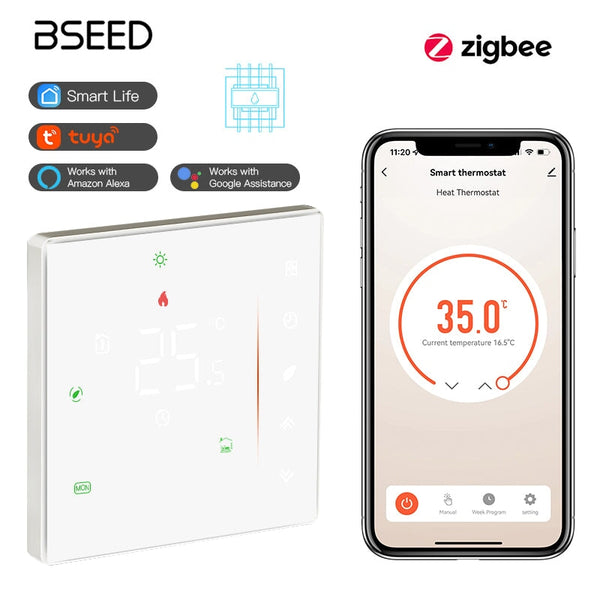 BSEED zigbee Touch LED integrated Screen Floor Heating Room Thermostat Controller Thermostats Bseedswitch White Water 