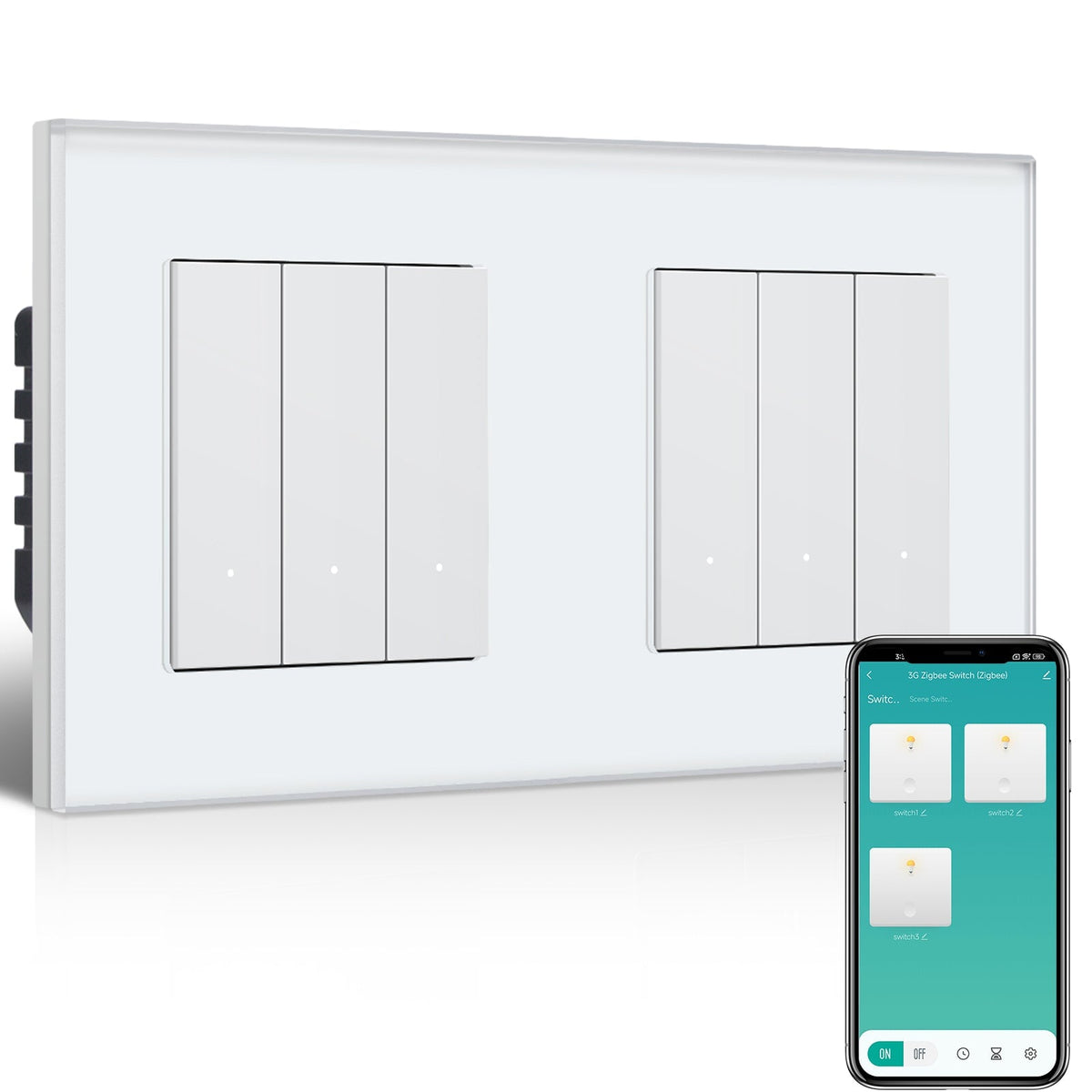 BSEED Double Smart Zigbee Light Switch (With Neutral) Hub required Switch work with tuya Alexa Light Switches Bseedswitch White 3 Gang