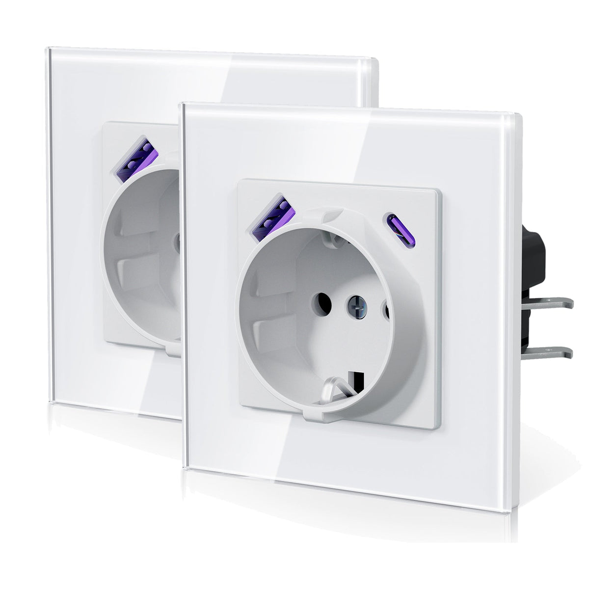 Enchufes BSEED 20W EU con tecnología Claw de carga rápida USB tipo C, tomas de corriente y enchufes BSEEDswitch blancos, 2 unidades/paquete