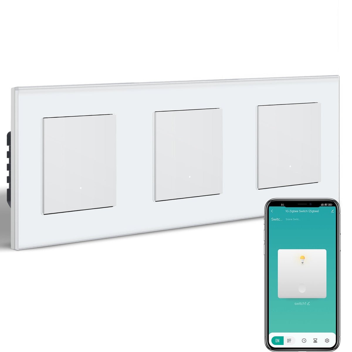 BSEED Triple Smart Zigbee Light Switch (With Neutral) Hub required Switch work with tuya Alexa Light Switches Bseedswitch White 1 Gang