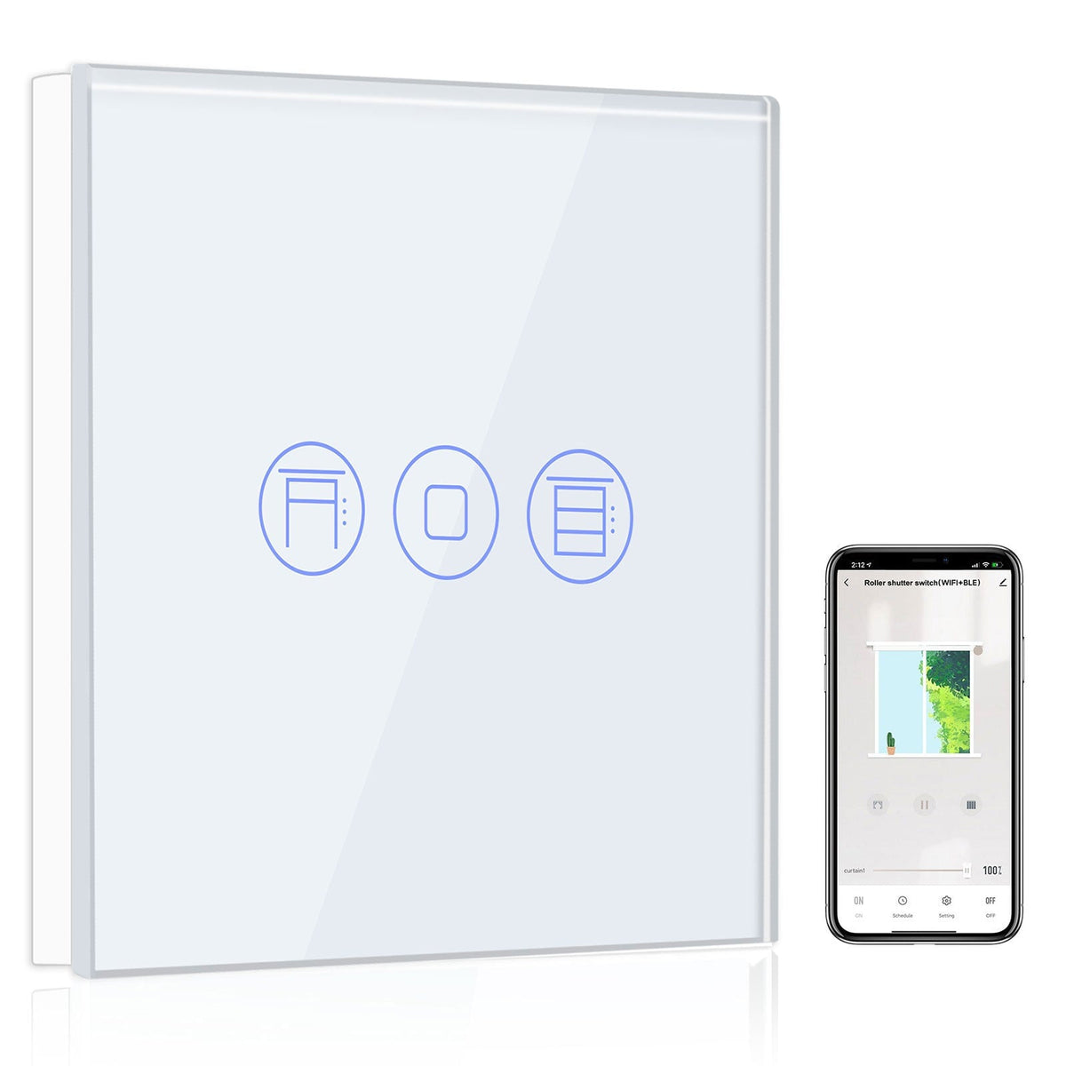 Bseed Smart Wifi Roller Shutter Switch Glass Panel Tuya App Light Switches Bseedswitch White