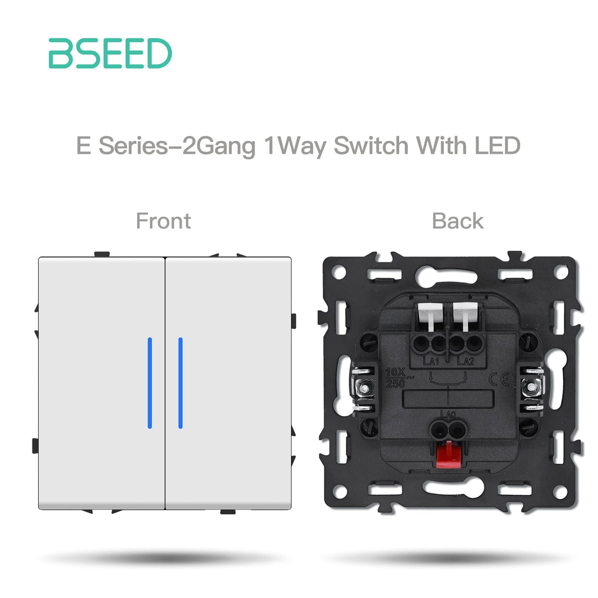 Grand Series DIY Part Customized free combinations Plastic Panels White Color Power Outlets & Sockets Bseedswitch 2 Gang 1Way Switch With Neon