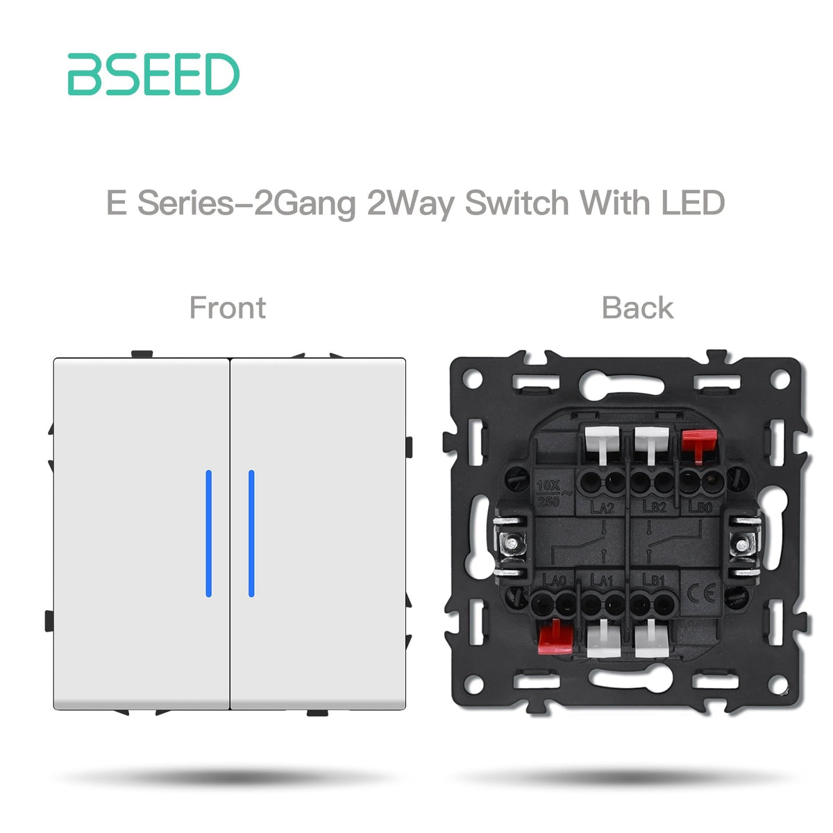 Grand Series DIY Part Customized free combinations Plastic Panels White Color Power Outlets & Sockets Bseedswitch 2 Gang 2Way Switch With Neon