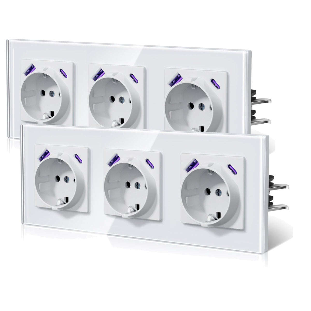 Enchufes BSEED 20W EU con tecnología Claw de carga rápida USB tipo C, tomas de corriente y enchufes BSEEDswitch blancos, triple, 2 unidades/paquete