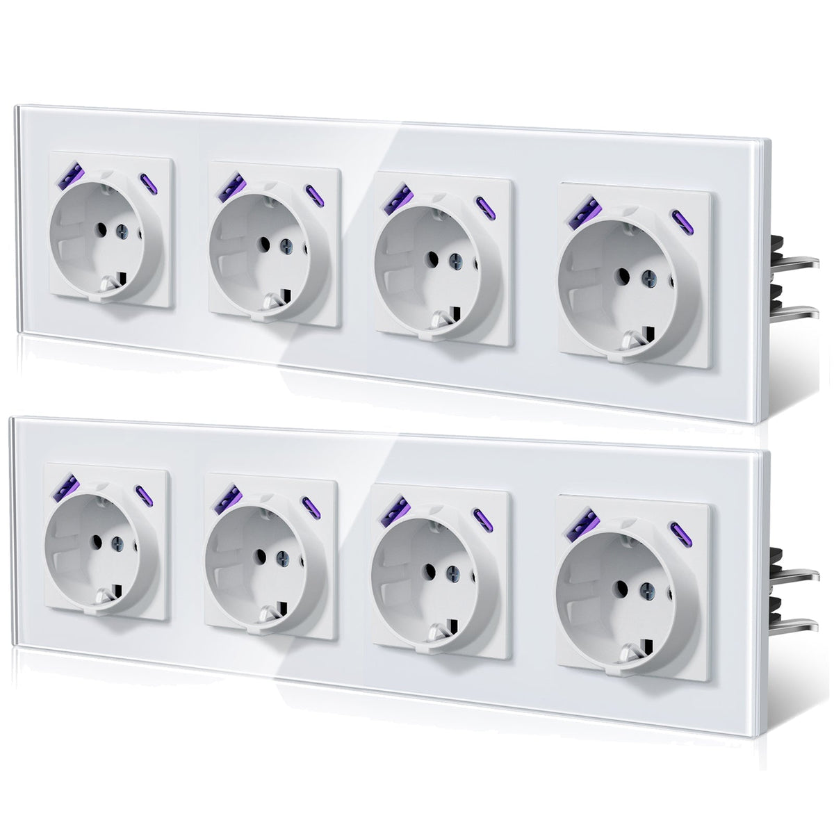 BSEED 20W EU sockets with Fast Charge Type-C USB with Claw technology Power Outlets & Sockets Bseedswitch White Quadruplet 2 PCS/ PACK