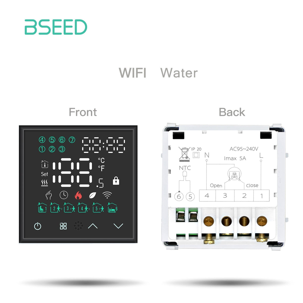 BSEED LED Screen Floor Heating Zigbee Room Thermostat Controller DIY function key Thermostats Bseedswitch Black WiFi Water