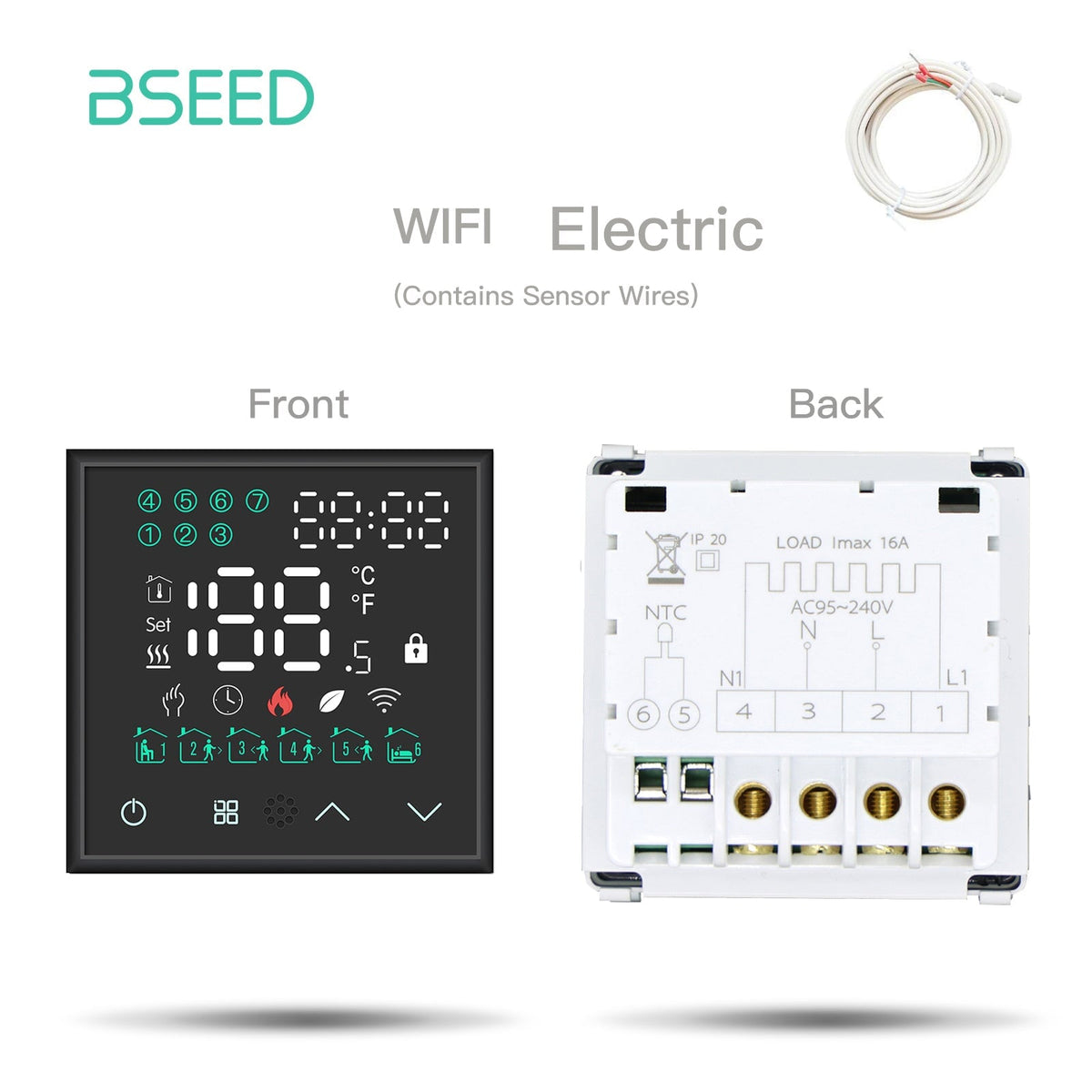 BSEED LED Screen Floor Heating Zigbee Room Thermostat Controller DIY function key Thermostats Bseedswitch Black WiFi Electric