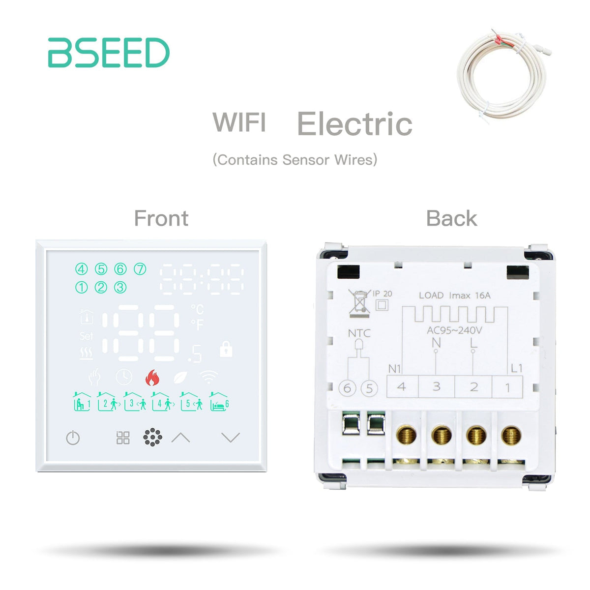 BSEED LED Screen Floor Heating Zigbee Room Thermostat Controller DIY function key Thermostats Bseedswitch White WiFi Electric