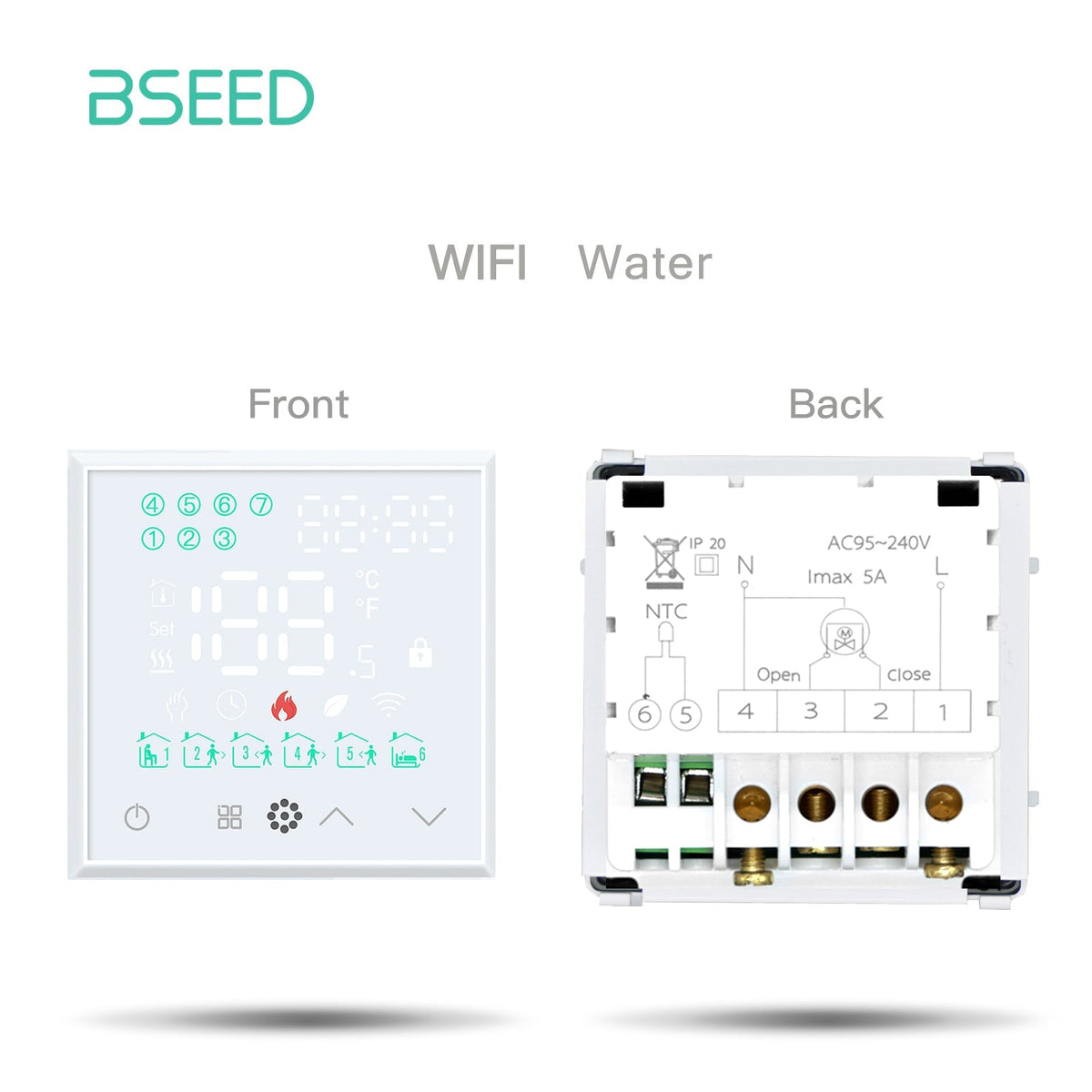BSEED LED Screen Floor Heating Zigbee Room Thermostat Controller DIY function key Thermostats Bseedswitch White WiFi Water