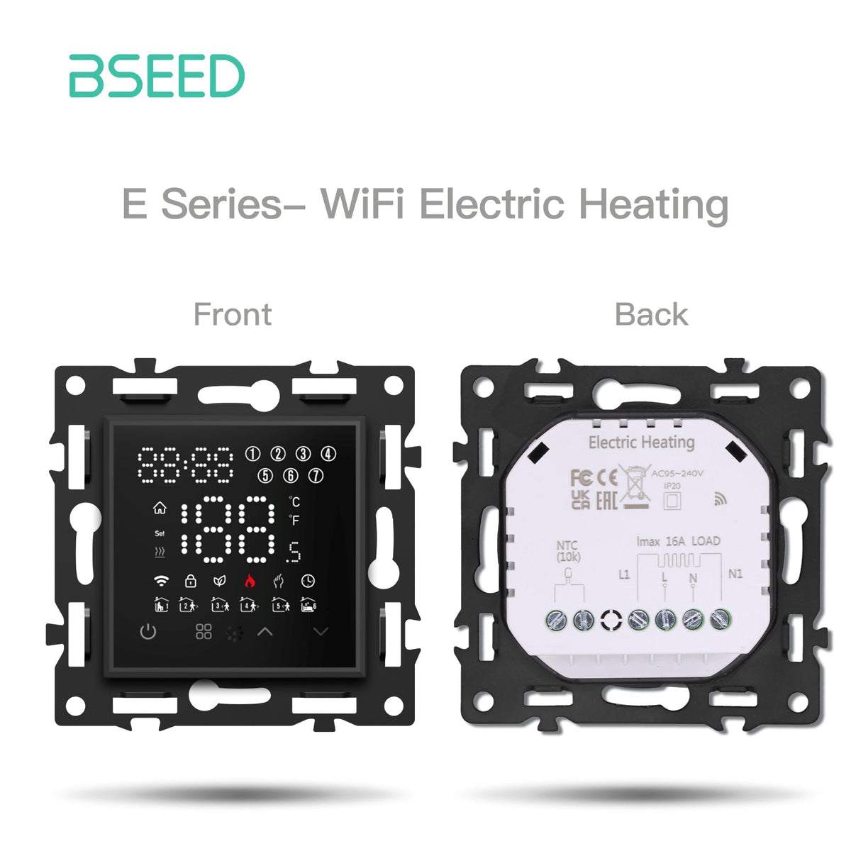 Click Series DIY Part Customized Free Combinations Smart Wifi Switch Socket Insert Black Color Crystal Glass Panel Light Switches Bseedswitch Wifi Electric Heating