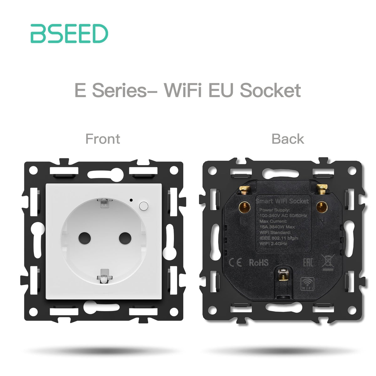 Click Series DIY Part Customized Free Combinations Smart Wifi Switch Socket Insert White Color Crystal Glass Panel Light Switches Bseedswitch Wifi Eu socket