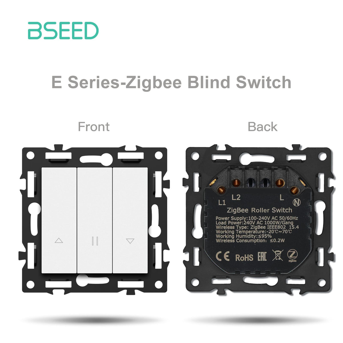Click Series Smart Zigbee Switch Socket Insert DIY Part Customized Free Combinations White Color Crystal Glass Panel Light Switches Bseedswitch Zigbee blind shutter roller Switch