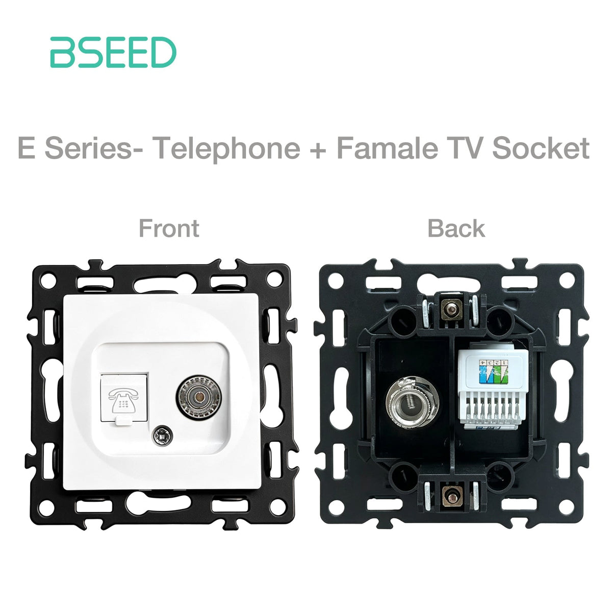 BSEED DIY Part Customized Free Combinations Mechanical Switch Socket Insert White Color Crystal Glass Panel Light Switches Bseedswitch Telephone with Female TV Socket